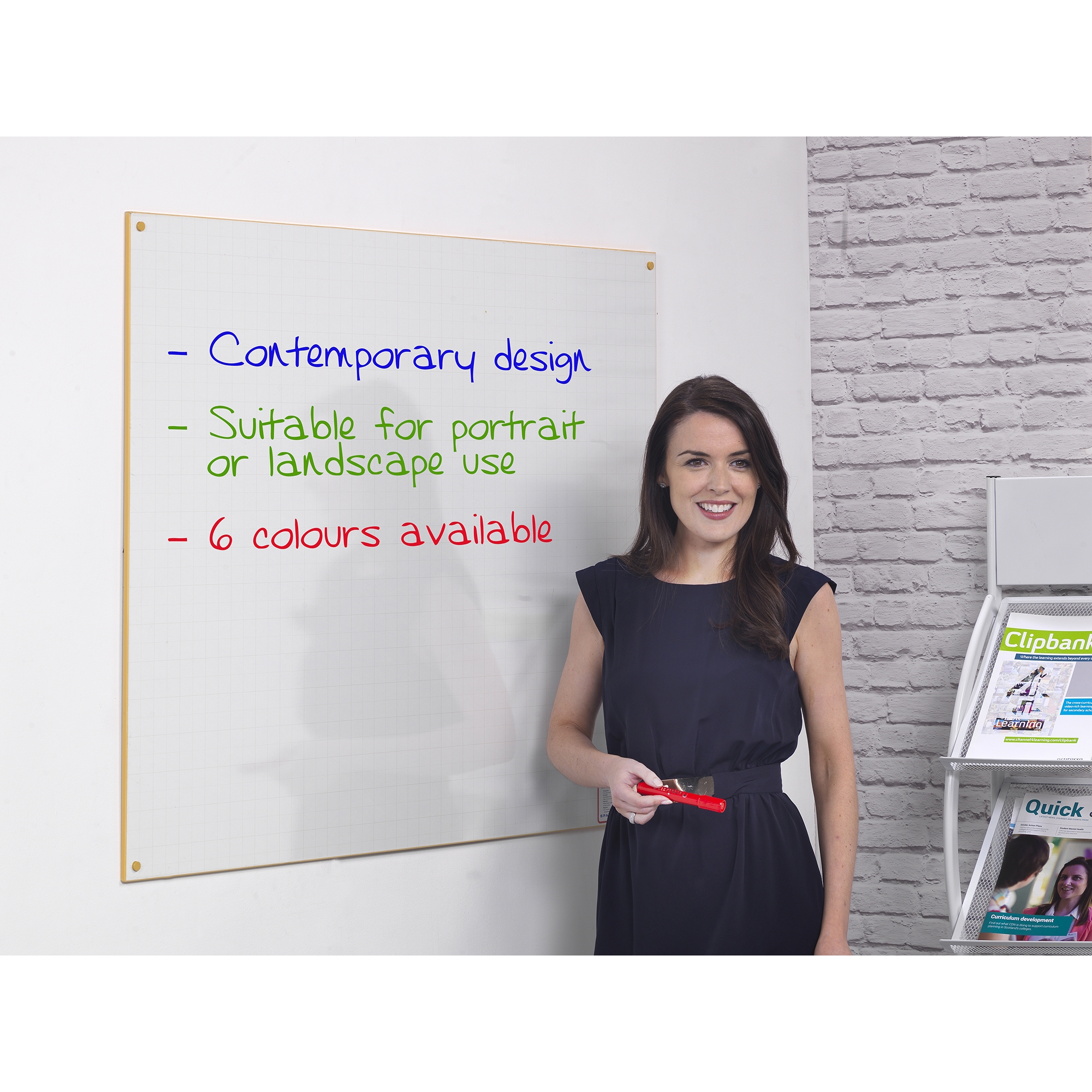 Non-Magnetic Frameless ColourMaster Whiteboard 12x12 - White